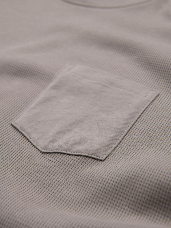 Ombre Clothing Tricou gri din bumbac cu mânecă lungă pentru bărbați