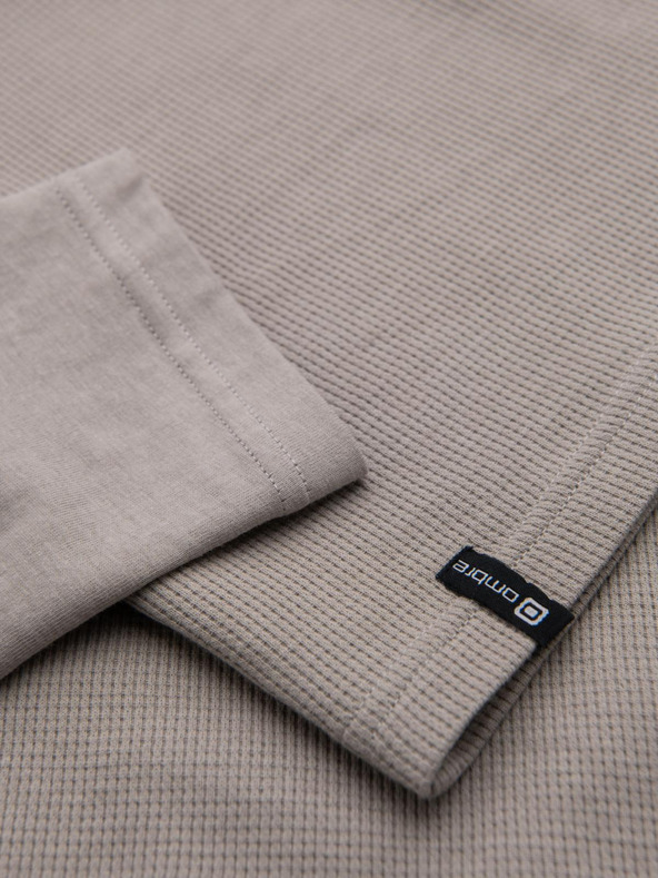 Ombre Clothing Tricou gri din bumbac cu mânecă lungă pentru bărbați