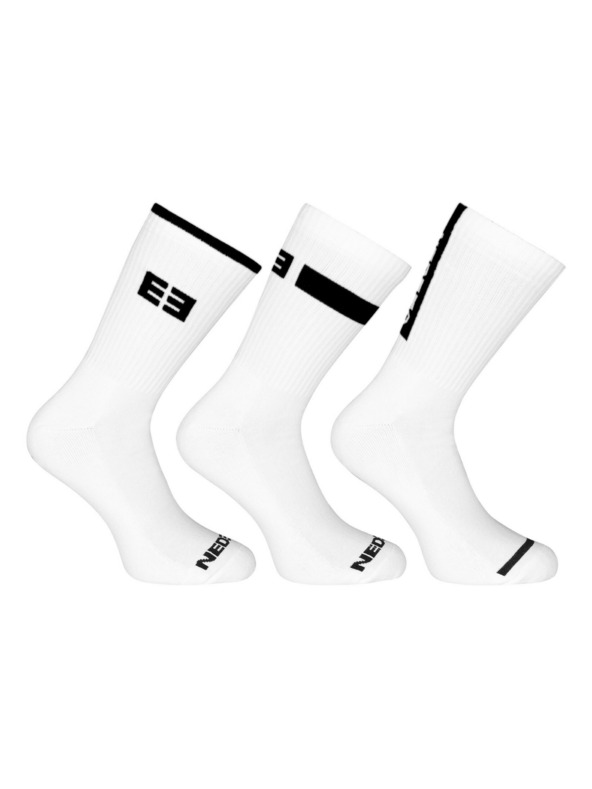 Nedeto Set de trei - șosete Nedeto sport înalte albe