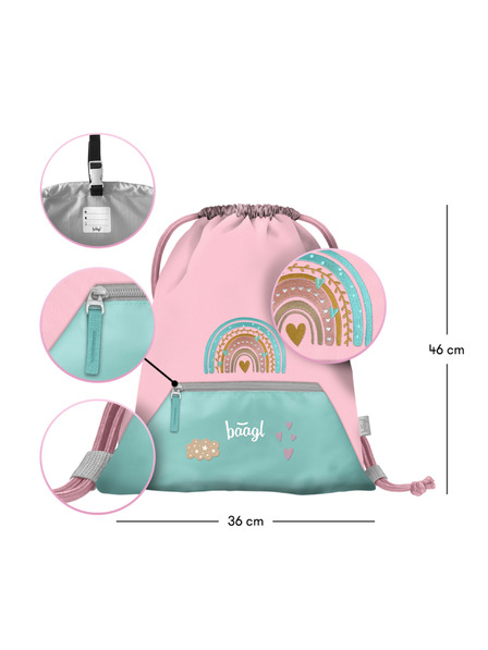 BAAGL  BAAGL 5 SET Zippy Curcubeu roz: ghiozdan, penar, sac, mapă, cutie