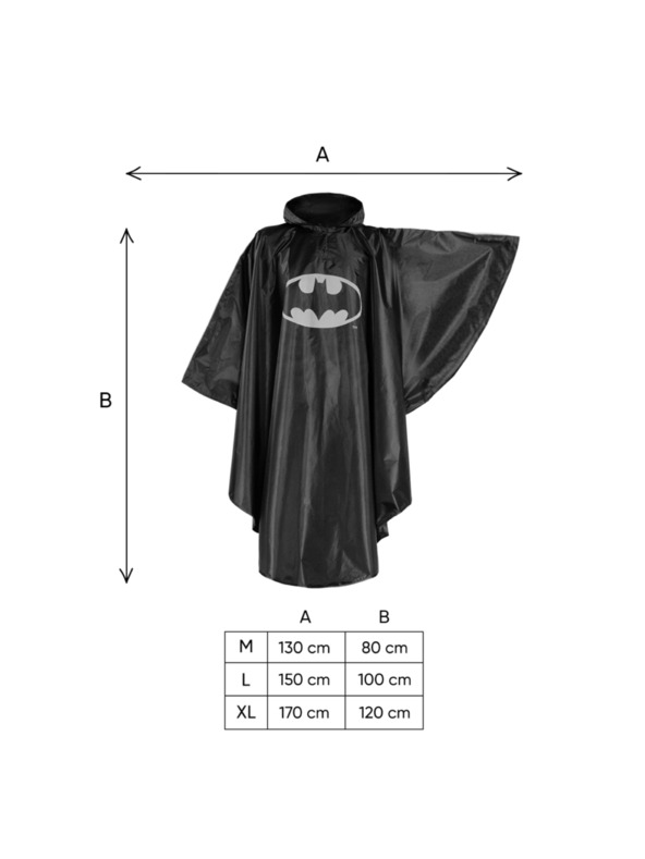 BAAGL  BAAGL Pelerină de ploaie pentru exterior Batman Logo, mărimea XL (170-190 cm)