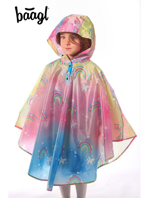 BAAGL  BAAGL Pelerină de ploaie tip poncho pentru exterior Unicorn, mărimea XS (90-110 cm)