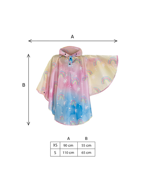 BAAGL  BAAGL Pelerină de ploaie tip poncho pentru exterior Unicorn, mărimea S (110-130 cm)