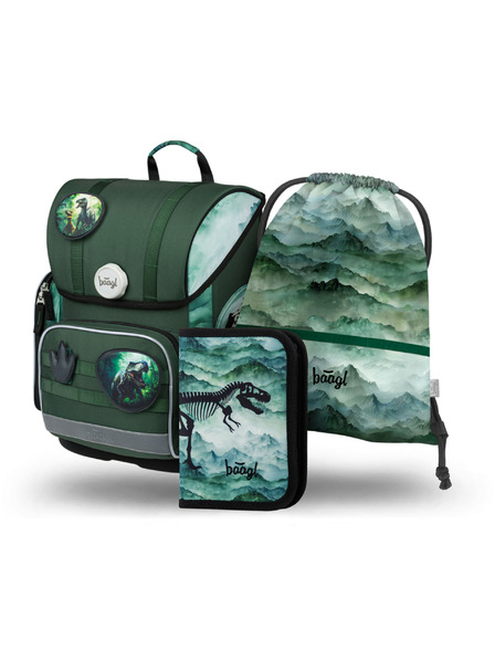 BAAGL  BAAGL SET 3 Ergonomic Dino: ghiozdan, penar, sac