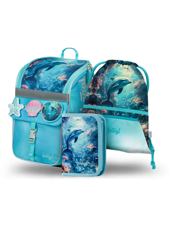 BAAGL  BAAGL SET 3 Zippy Delfin: ghiozdan, penar, sac
