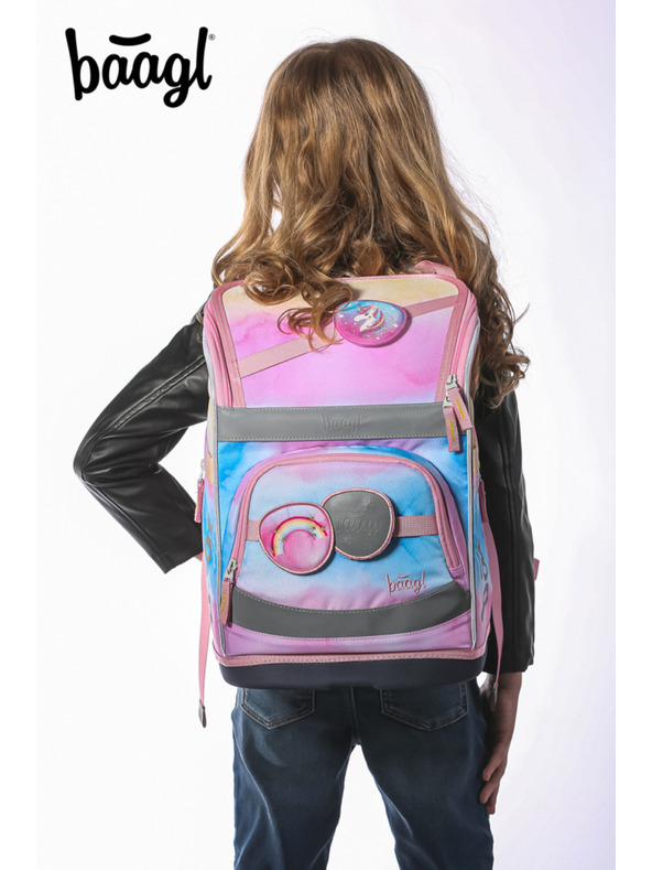 BAAGL  Ghiozdan școlar BAAGL Zippy plus Unicorn curcubeu