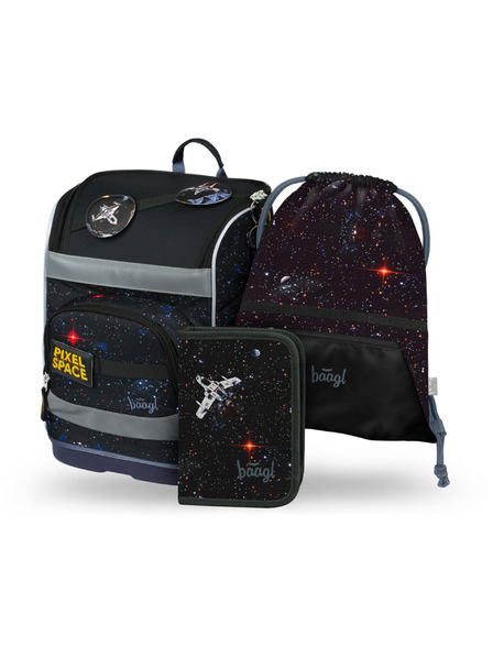 BAAGL  BAAGL SET 3 Zippy plus Pixel Space: ghiozdan, penar, sac