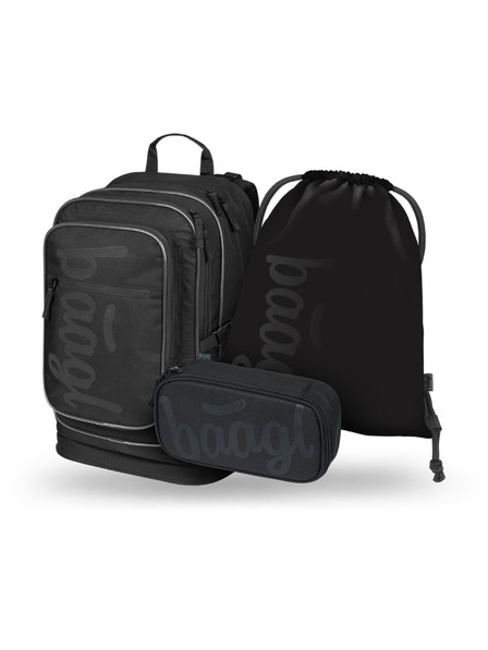 BAAGL  BAAGL SET 3 Cubic Uni negru: rucsac, penar, sac