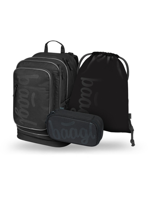 BAAGL  BAAGL SET 3 Cubic Uni negru: rucsac, penar, sac