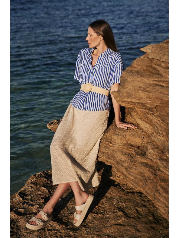 Moodo Curea bej cu cataramă rotundă