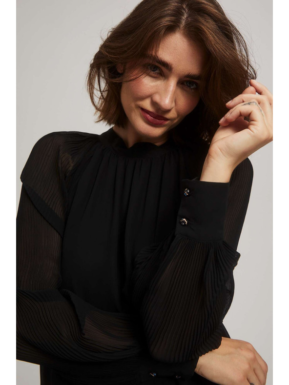 Moodo Bluză neagră cu mâneci transparente