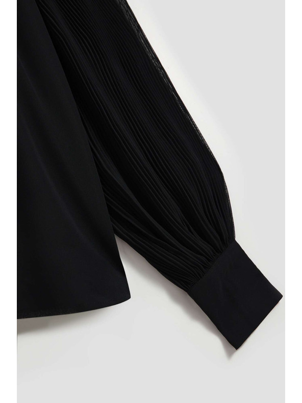 Moodo Bluză neagră cu mâneci transparente