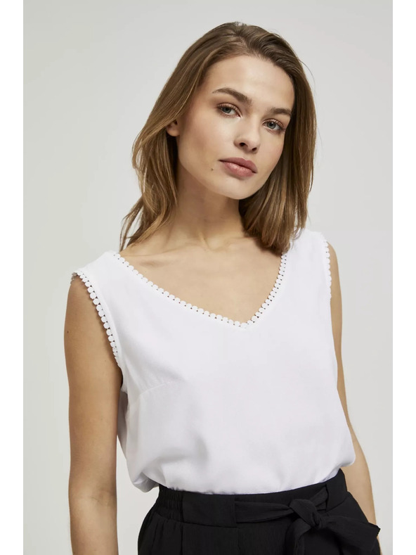 Moodo Maiou albă cu tiv decorativ