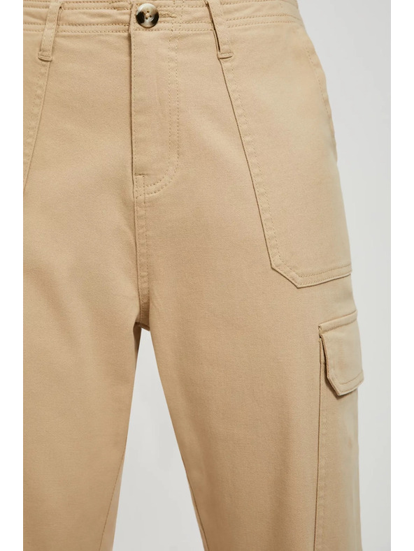 Moodo Pantaloni bej cu buzunare