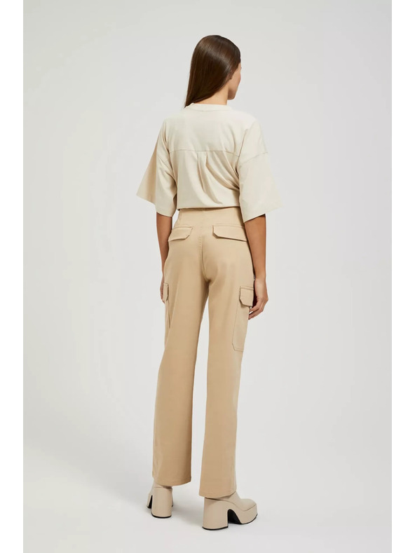 Moodo Pantaloni bej cu buzunare