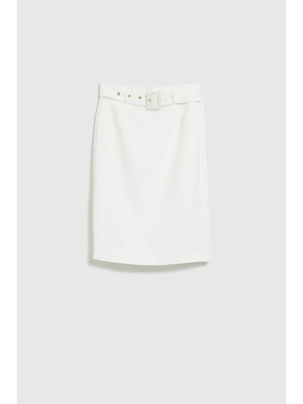 Moodo Fustă albă tubulară cu curea