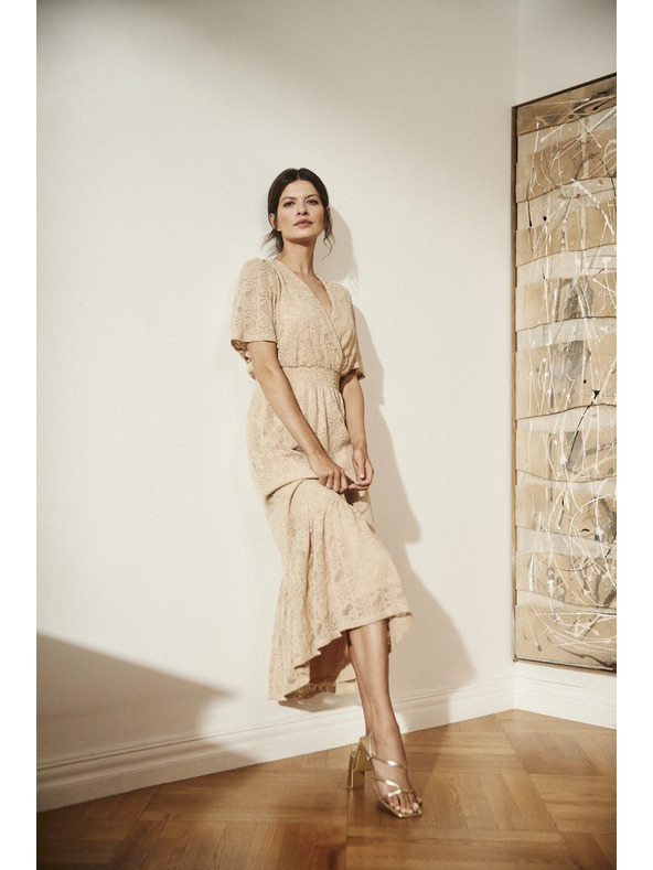 Moodo Rochie lungă din dantelă crem