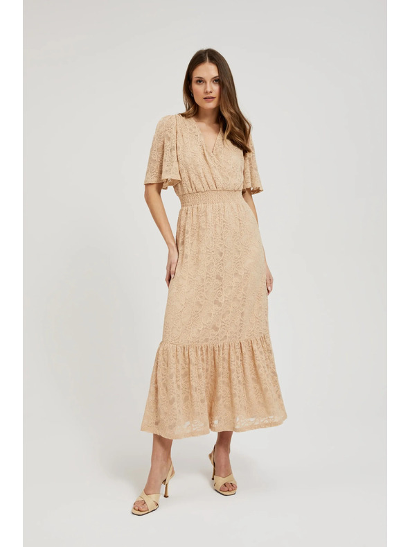 Moodo Rochie lungă din dantelă crem