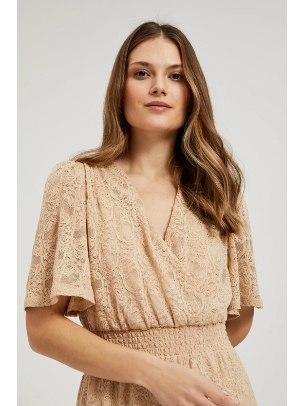 Moodo Rochie lungă din dantelă crem