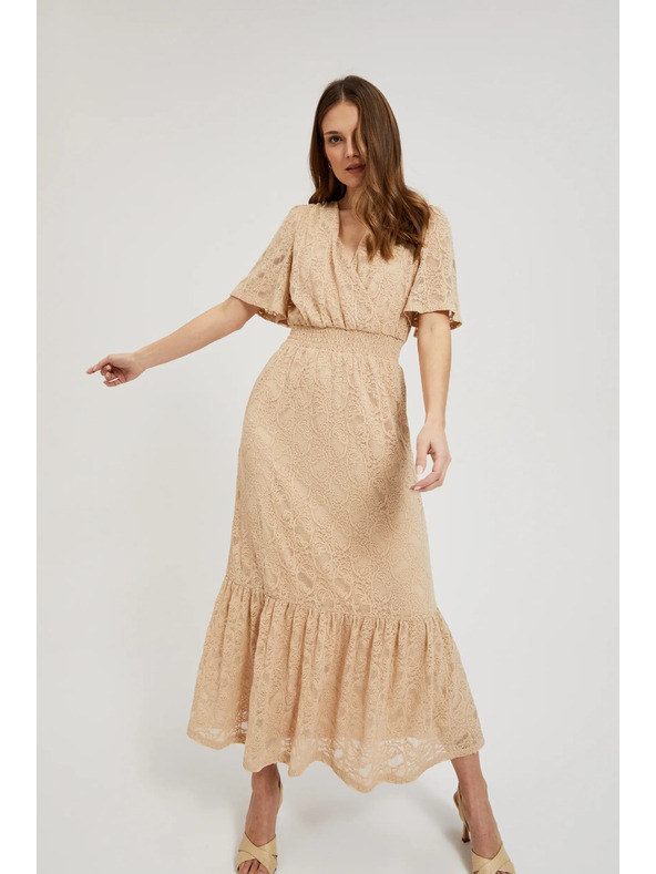 Moodo Rochie lungă din dantelă crem