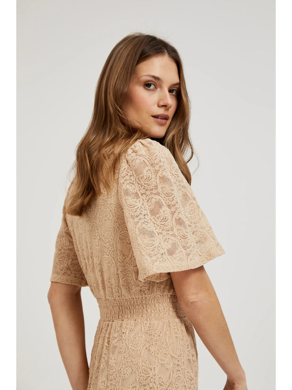 Moodo Rochie lungă din dantelă crem