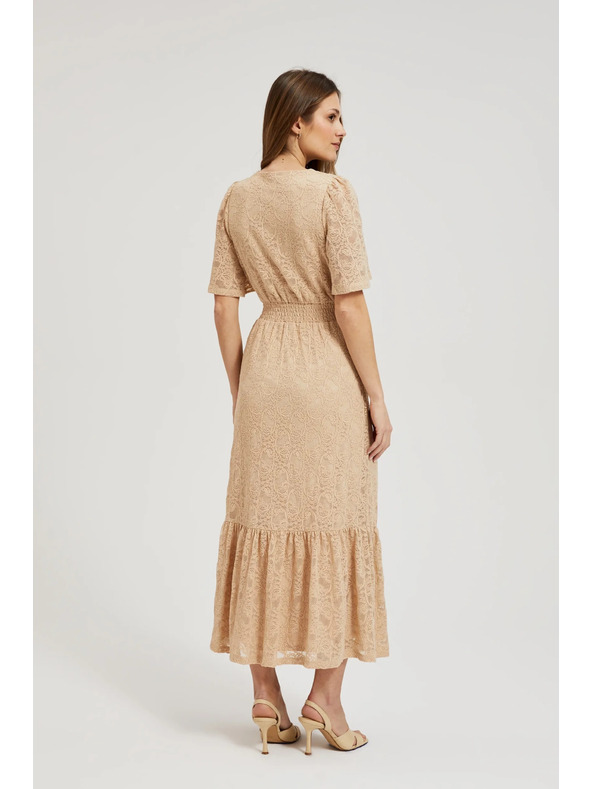 Moodo Rochie lungă din dantelă crem