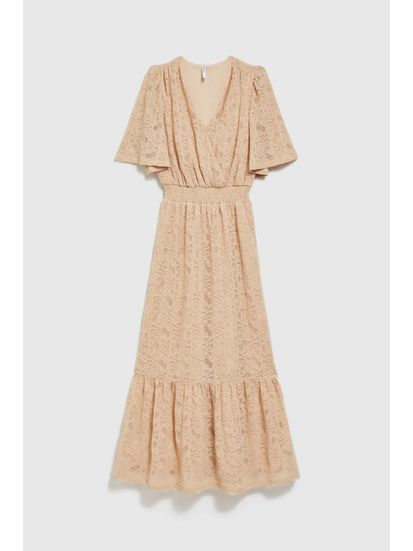 Moodo Rochie lungă din dantelă crem