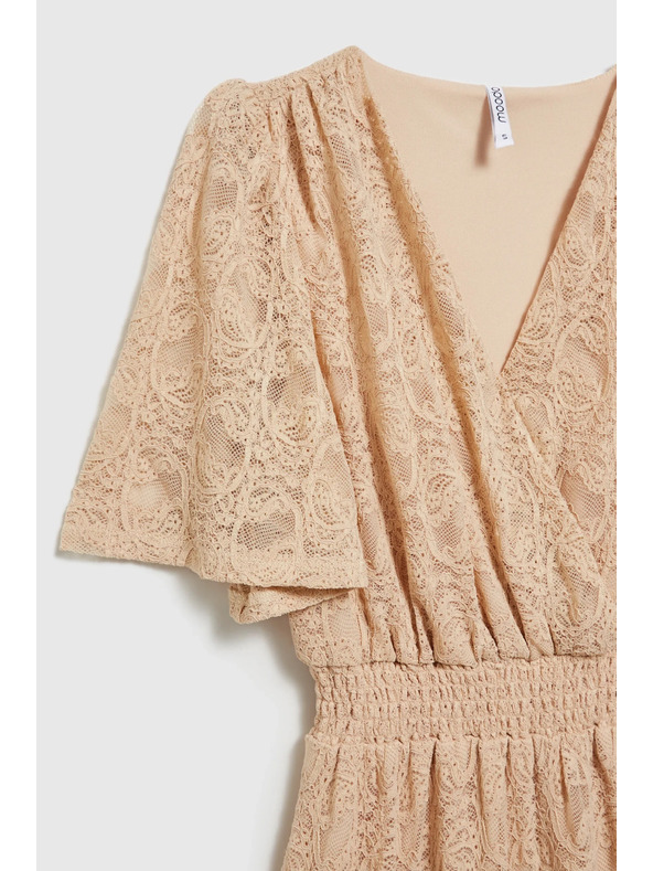Moodo Rochie lungă din dantelă crem