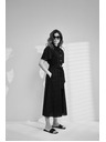 Moodo Rochie neagră tip cămașă cu mâneci largi
