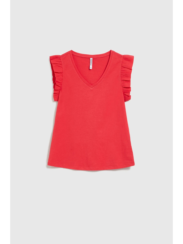 Moodo Top roșu cu volănașe