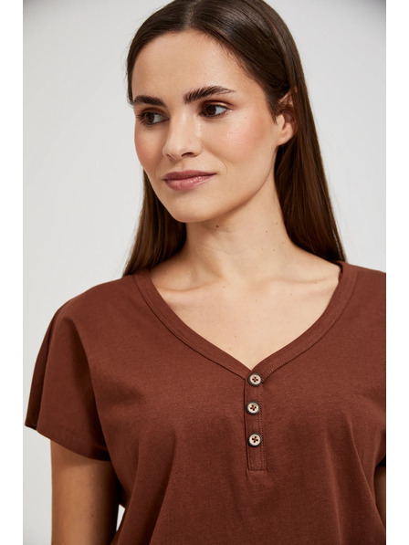 Moodo Top maro cu nasturi