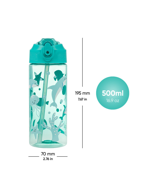 BAAGL  BAAGL Sticlă de băut Tritan cu pai Delfin 500 ml