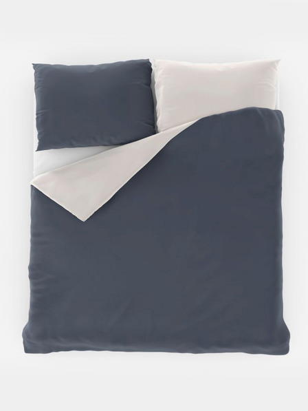 Kvalitex Lenjerie de pat din satin francez prelungită LUXURY COLLECTION 1+2, 240x220, 70x90cm gri închis / alb