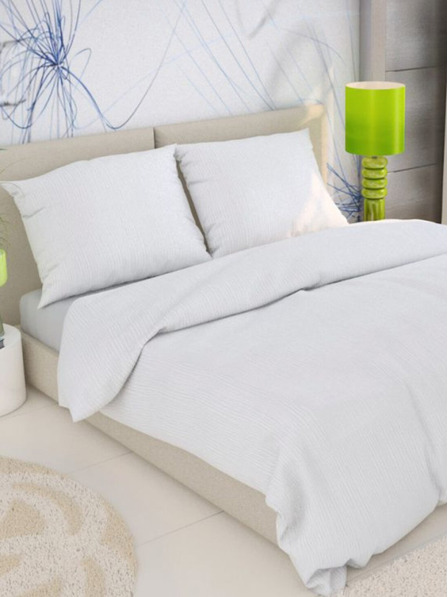Kvalitex Lenjerie de pat franceză prelungită din crep 240x220, 70x90cm albă Kvalitex