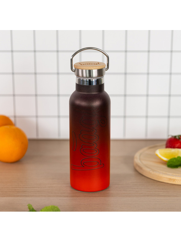 BAAGL  BAAGL Termoizolatoare cu capac de bambus Gradient roșu-negru, 500 ml