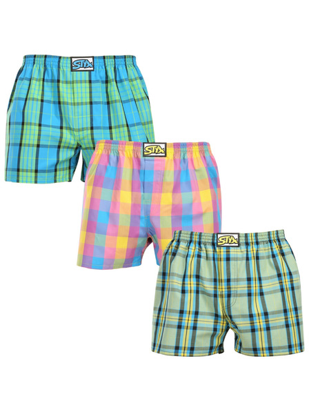 Styx Set de trei pantaloni scurți bărbătești Styx cu elastic clasic multicolori