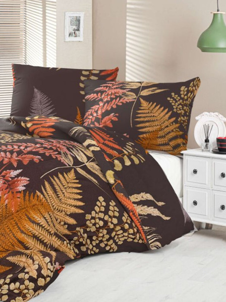 Kvalitex Lenjerie de pat din satin franțuzesc Luxury Collection 1+2, 200x200, 70x90cm Ferigă maro Kvalitex
