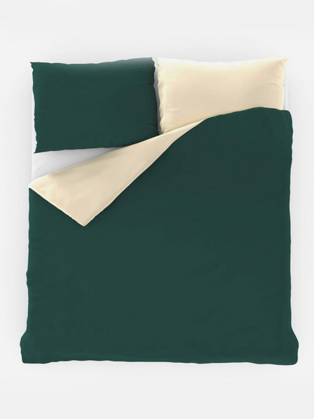 Kvalitex Satin LUXURY COLLECTION 140x200, 70x90cm verde închis / alb închis