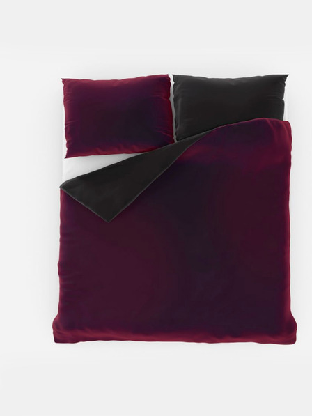 Kvalitex Lenjerie de pat din satin LUXURY COLLECTION 1+2, 240x200, 70x90cm roșu-vin / negru Kvalitex