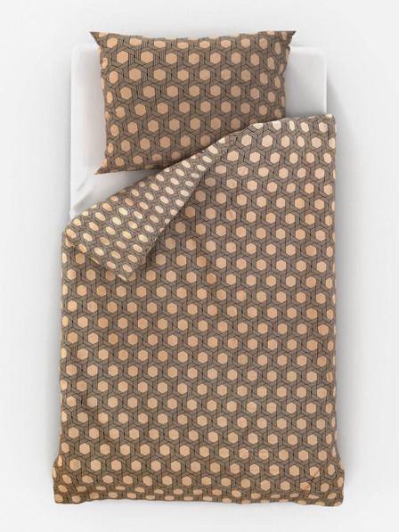 Kvalitex Satin lenjerie de pat Luxury Collection 140x200, 70x90cm Carero bej Kvalitex