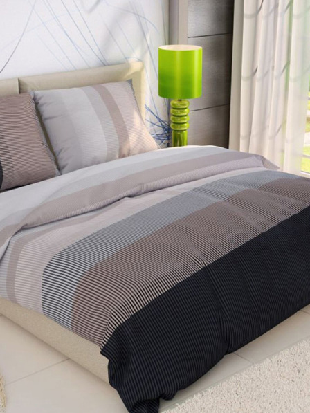 Kvalitex Lenjerie de pat din bumbac franțuzesc DELUX 220x200, 70x90cm NEPTUNE maro