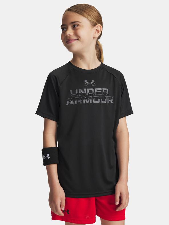 Under Armour Tricou pentru băieți Under Armour UA Tech Split Wordmark SS-BLK