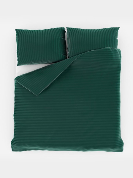 Kvalitex Lenjerie de pat extensibilă satinată cu dungi 140x220, 70x90cm VERDE DARK