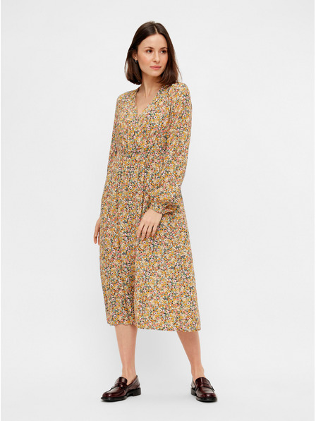 Pieces Tricou midi floral bej Pieces Gry