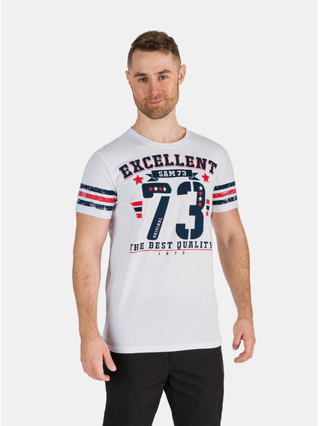 Sam 73 Tricou imprimat alb pentru bărbați SAM 73