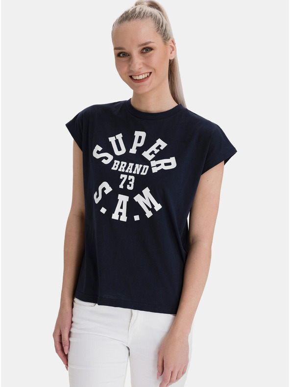 Sam 73 Tricou imprimat albastru închis pentru femei SAM 73