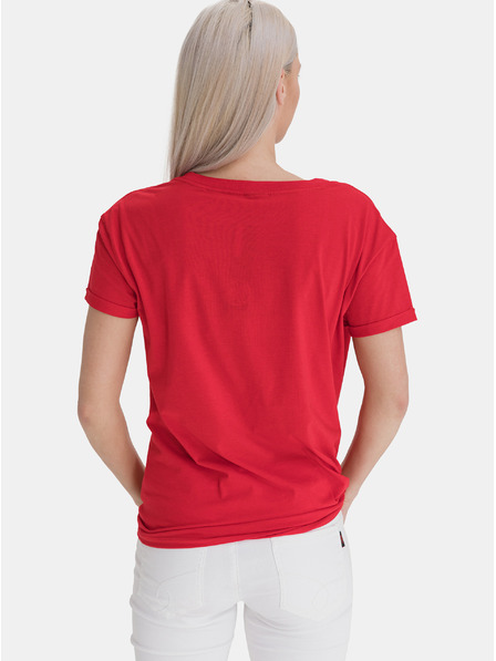 Sam 73 Tricou lejer roșu pentru femei cu imprimeu SAM 73