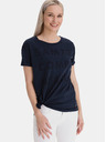 Sam 73 Tricou lejer pentru femei albastru închis cu imprimeu SAM 73