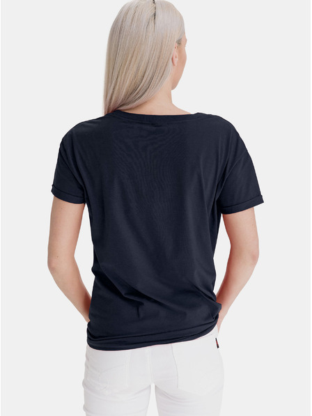 Sam 73 Tricou lejer pentru femei albastru închis cu imprimeu SAM 73