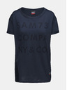 Sam 73 Tricou lejer pentru femei albastru închis cu imprimeu SAM 73